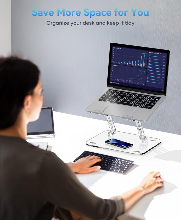 Lpoake Verstellbarer Laptopständer, Tragbarer Ergonomischer Computerständer für Laptop, Faltbarer La