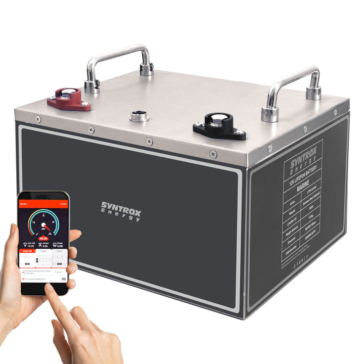 Syntrox Germany Energy Lithium LiFePO4 Wohnmobil Untersitz Batterie Akku 12,8V BMS mit Bluetooth 100