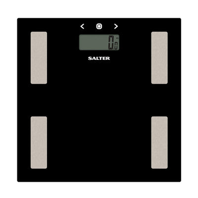 Salter 9150 BK3R Digitale Personenwaage - Körperanalyse, Körpergewichtswaage aus Glas, misst Gewicht