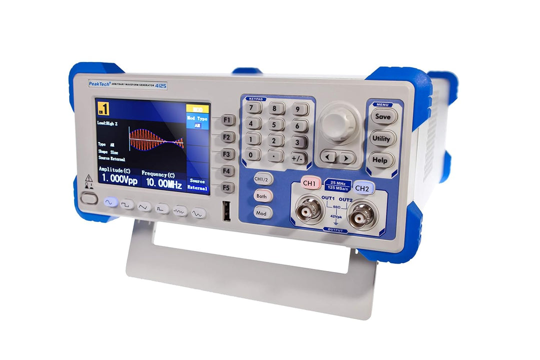 PeakTech 4125 - 1µHz - 25MHz Arbitrary Waveform Generator, 2-Kanal Arbiträrgenerator, 200 MHz Freque