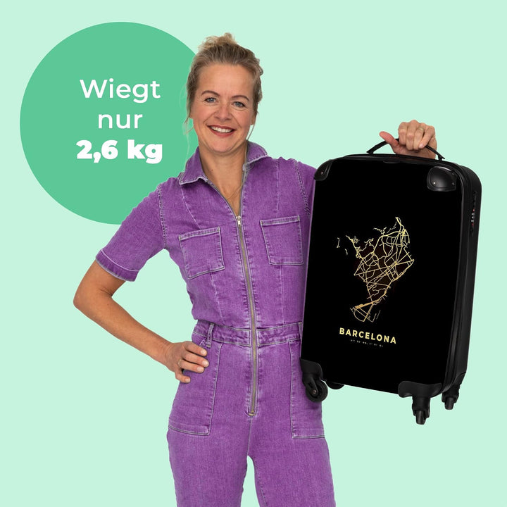 NoBoringSuitcases.com® Koffer Handgepäck Trolley Rollkoffer Kleine Reisekoffer mit 4 Rollen - Gold -
