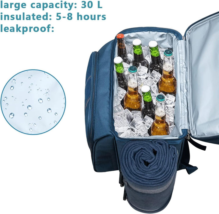 Hap Tim Picknick-Rucksack-Kühler für 2 Personen mit isolierter auslaufsicherer Kühltasche, Weinhalte