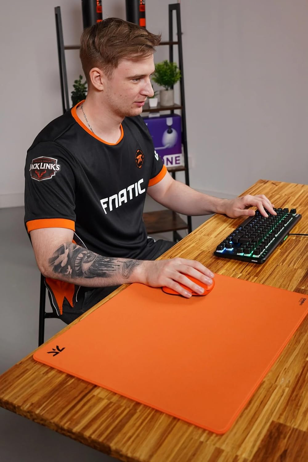 Fnatic MAX Dash L Pro Gaming Mouse Mat, Sunset Orange Textured Cloth Speed Surface, Water Resistant,
