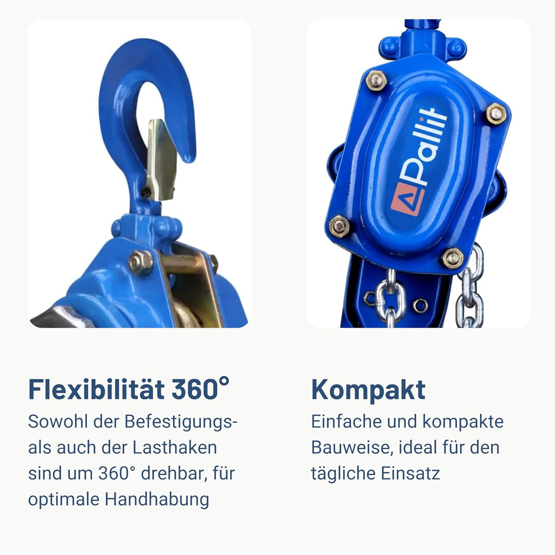 Pallit Hebelzug LEVER-S | 750 kg Tragkraft | 1,5 m Kettenlänge | strapazierfähige Lastbremse | Freil