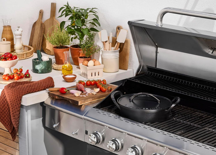 Le Creuset Gusseisen-BBQ-Auflaufform für den Aussenbereich, flach