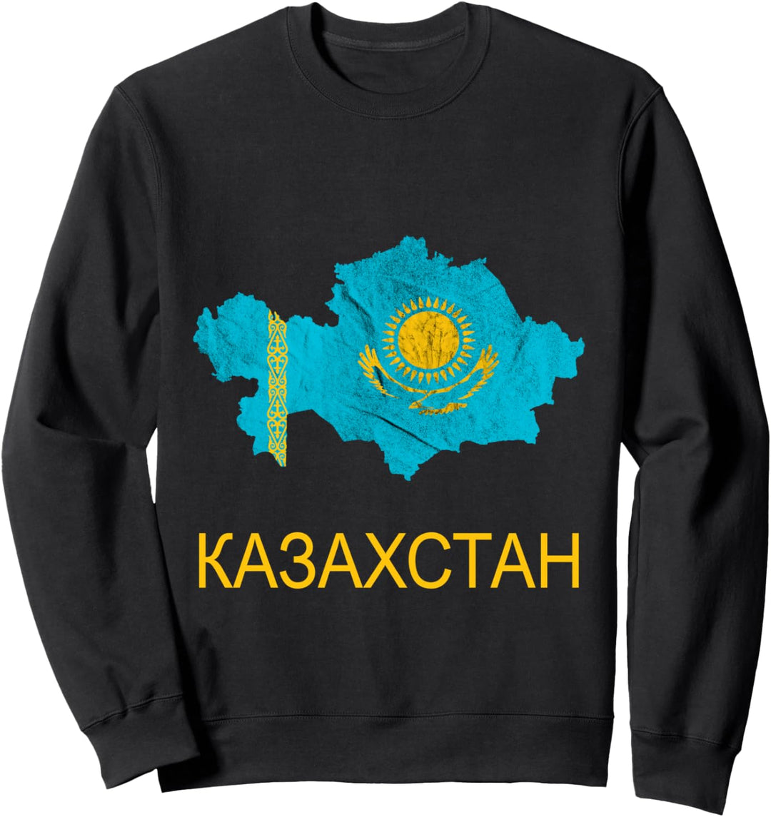Kasachstan Karte Umriss Kazak Kasachische Flagge Kasache Sweatshirt