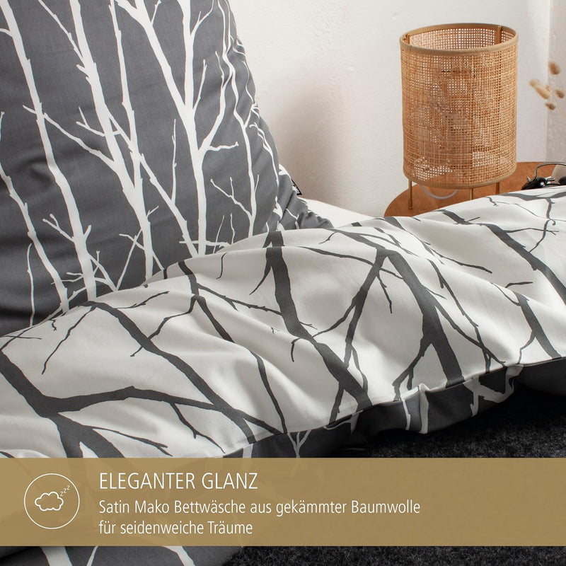 Arctic Bettwäsche 135x200 Satin I Bettbezug aus 100% Baumwolle mit Oeko-Tex Standard 100 I Bettzeug
