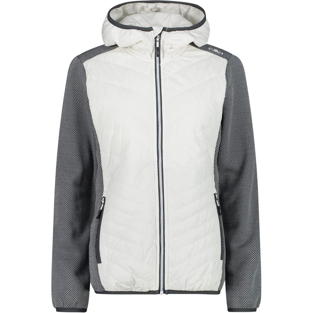 CMP Damen Hybrid Hoodie Jacke Fleecejacke Fleecepullover 44 Weiss, 44 Weiss
