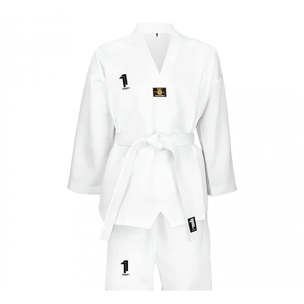 Taekwondo Dobok Club bestickt, weisser Kragen 170 Weiss, 170 Weiss