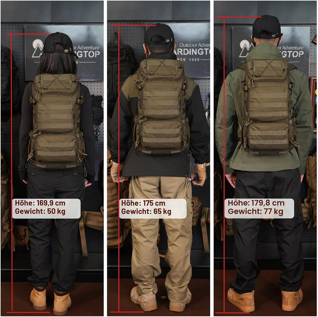 Mardingtop Taktischer Rucksack 40L, Herren Damen Wanderrucksack Für Bundeswehr, Survival, Outdoor, T