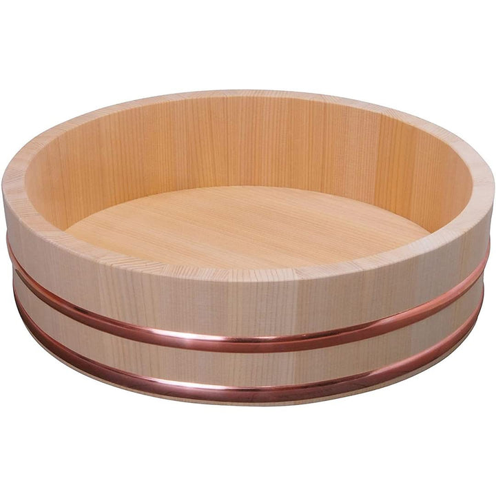 TIKUSAN Hangiri Sushi-Reis-Mischwanne aus Holz, Kupferband, hergestellt in Japan, aus Sawara-Zypress