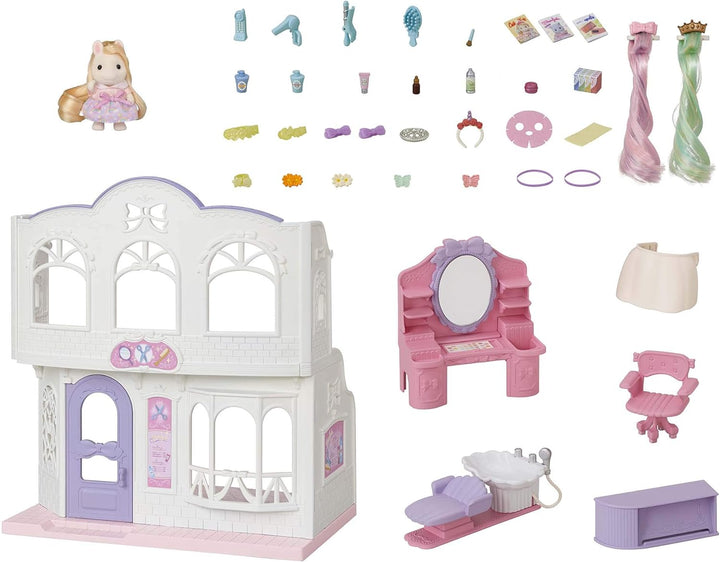 Sylvanian Families 5643 Pony Friseursalon mit Figur - Puppenhaus Spielset, einzelverpackt, 26 x 28.5