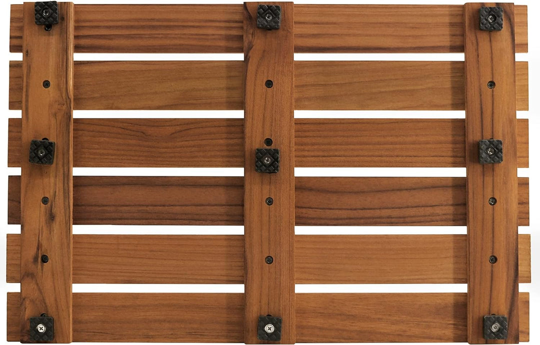 VaeFae Teak Duschmatte rutschfeste Badematte Luxus Spa Matte Holzmatte für Badewanne 33 x 50.8 cm Sm