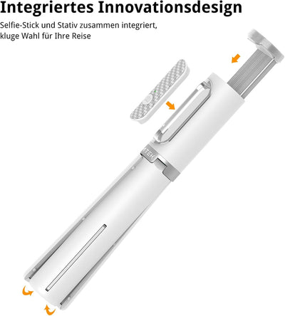 ATUMTEK Bluetooth Selfiestick Stativ, Mini Erweiterbar 3 in 1 Selfie Stange aus Aluminium mit Kabell