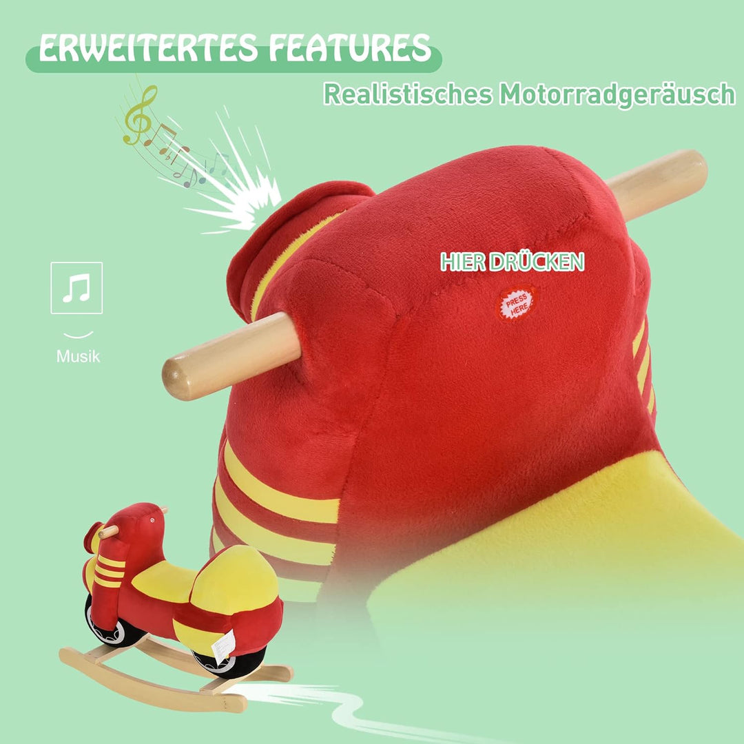 HOMCOM Kinder Schaukelpferd Baby Schaukeltier Motorrad mit Motorrad Sound, Schaukel Schaukelspielzeu