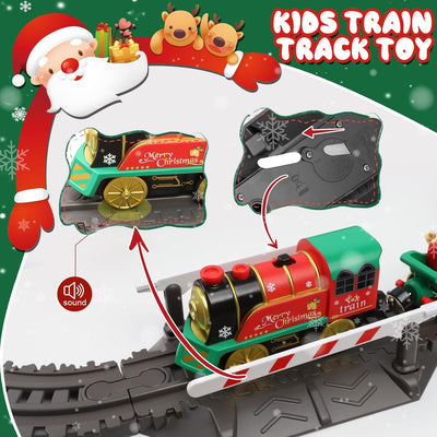 LZDMY Eisenbahn Kinder Elektrischer Zug Spielzeug ab 3 Jahre, Autorennbahn Weihnachtsbaum Zug mit Sc