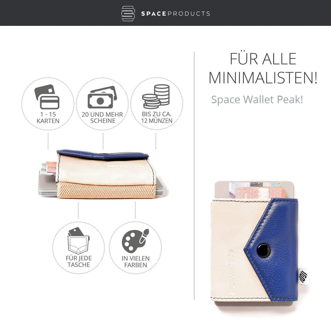 Space Products ® Mini Geldbörse zweifarbig I Sehr kleines Echtleder Wallet/Portemonnaie mit Münzfach