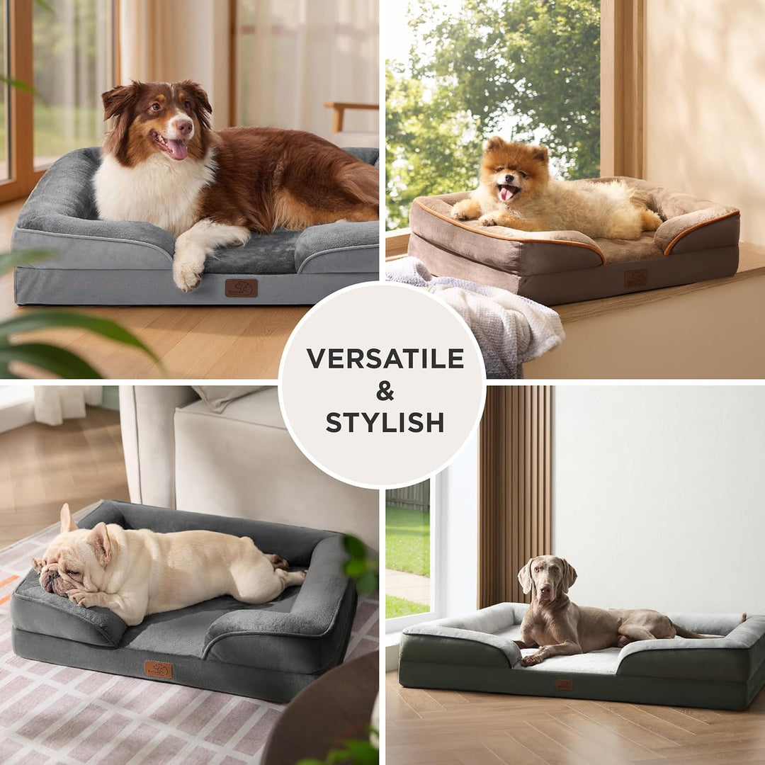 Bedsure orthopädisches Hundebett Ergonomisches Hundesofa - 89x63 cm Hundecouch mit eierförmiger Kist