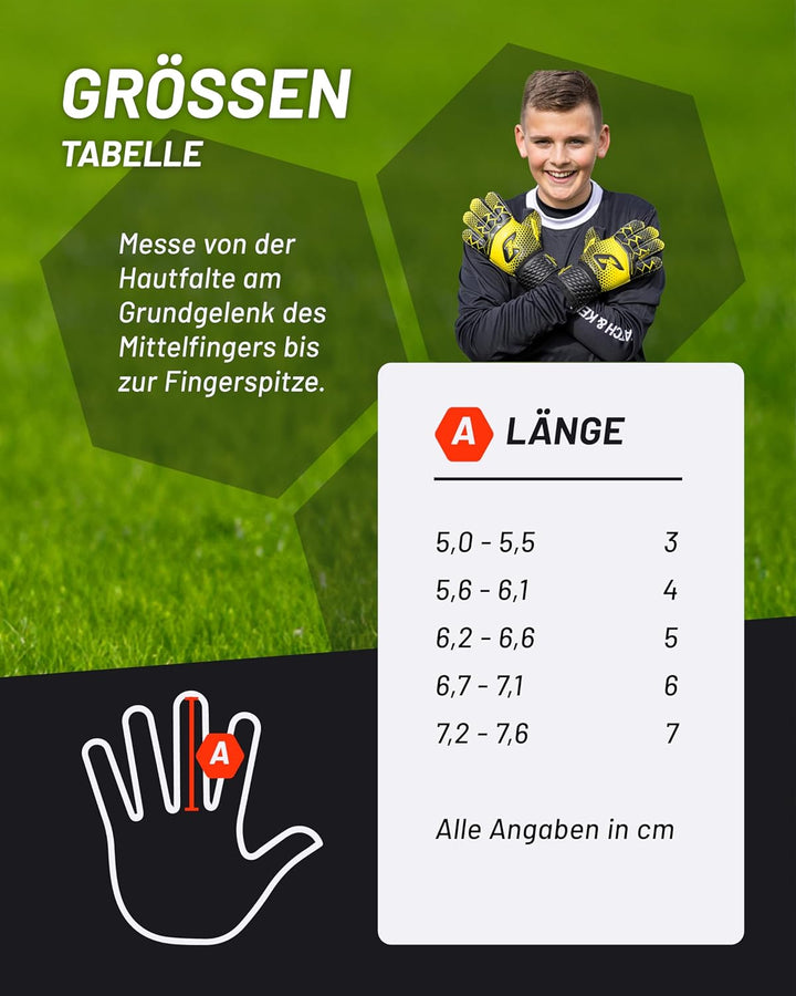 CATCH & KEEP® Protector – Fingerschutz Kinder Torwarthandschuhe - Premium Torhüterhandschuhe für Kin
