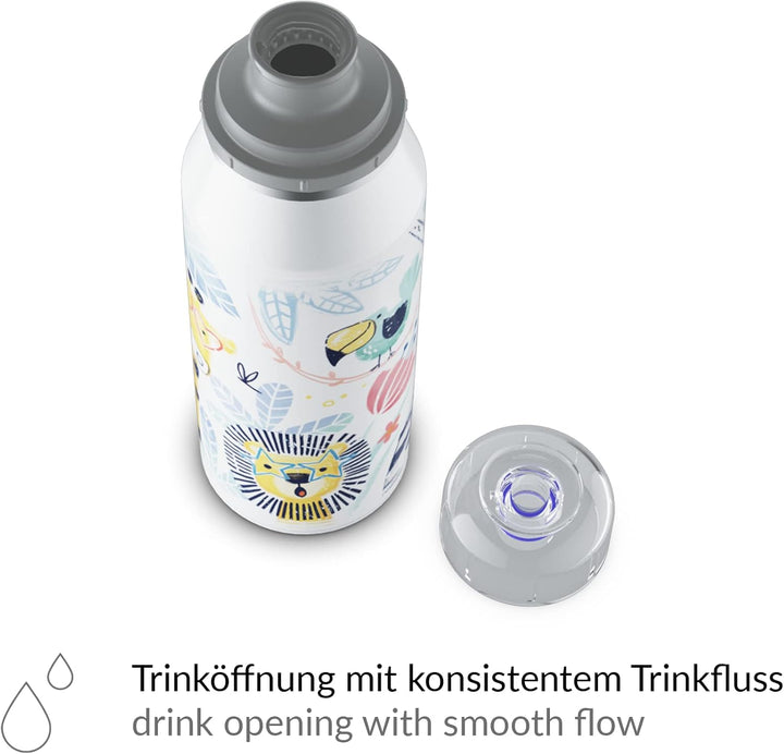 alfi KIDS ISO BOTTLE 350ml, crazy jungle, Isoliertrinkflasche Kinder aus Edelstahl, absolut dicht mi
