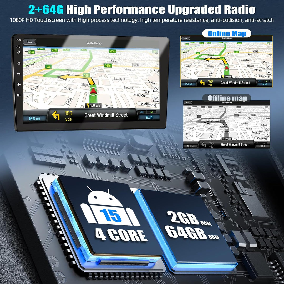 CAMECHO 2+64G 9 Zoll Navi Autoradio für Hyundai i30 2011-2015 Android 13 GPS Bluetooth Radio mit Wir