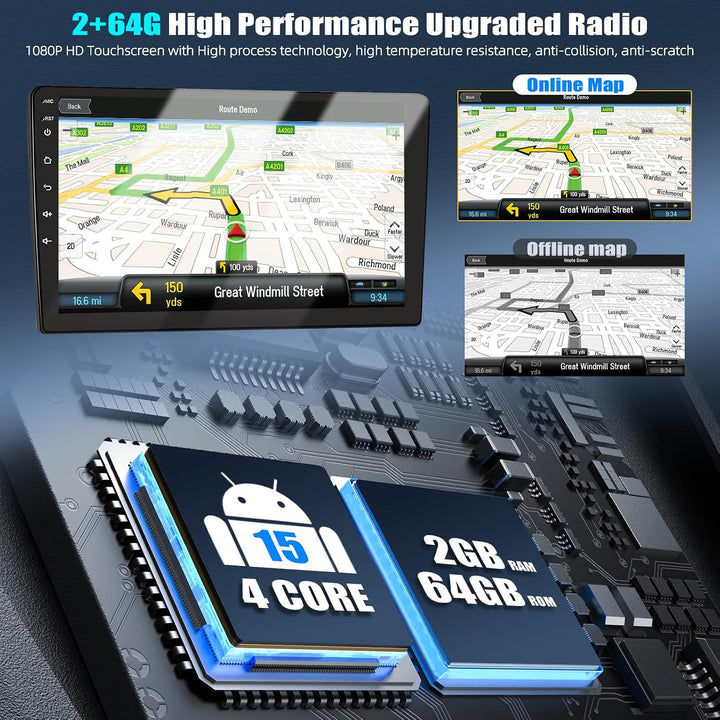 CAMECHO 2+64G Android 13 Autoradio 9 Zoll für Mercedes Benz Smart Fortwo W451 2011-2015 mit Wireless