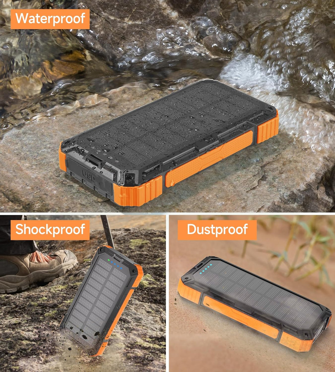 56800mAh Solar Powerbank, Wireless Power Bank gross mit 4 Kabeln, 30W PD Schnellladefunktion, 6 Ausg