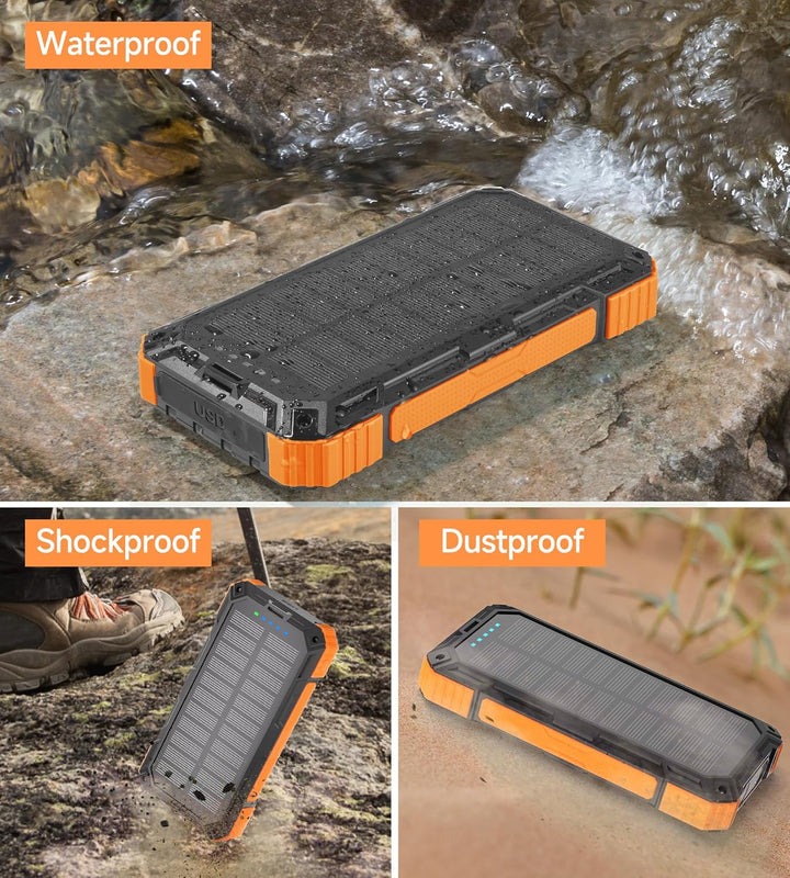56800mAh Solar Powerbank, Wireless Power Bank gross mit 4 Kabeln, 30W PD Schnellladefunktion, 6 Ausg