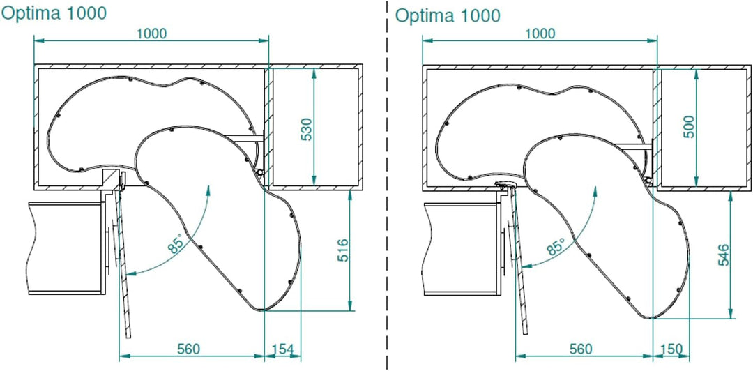 Sossai Eckschrankauszug Corner Optima Linia Maxima in Graphit, 100 cm, Linksausführung Graphit Links