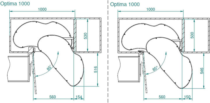 Sossai Eckschrankauszug Corner Optima Linia Maxima in Graphit, 100 cm, Linksausführung Graphit Links