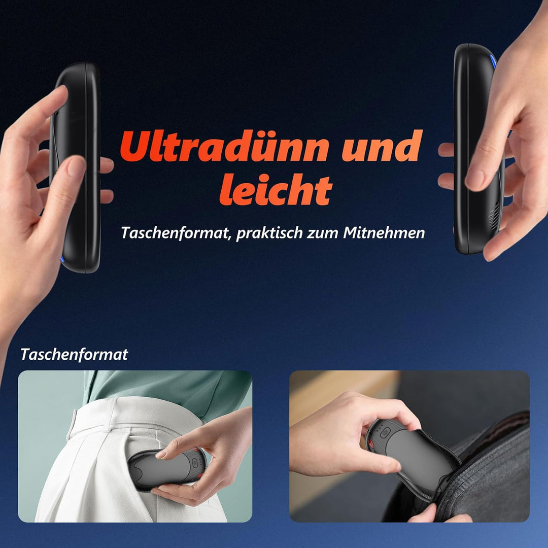 FANDLISS Magnetische Handwärmer Elektrisch mit 10000mAh, Zweiseitige Heizung, 2er-Pack Tragbarer Tas