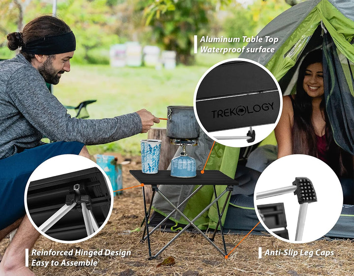 TREKOLOGY Tisch Kleiner Campingtisch Camping Beistelltisch Der Zusammenklappbar Leicht Zelttisch Kla