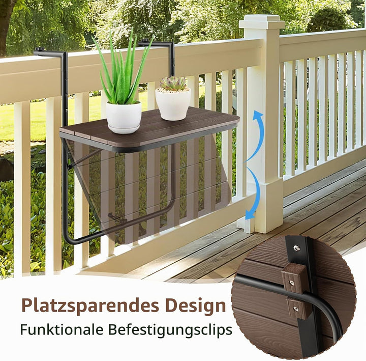 GIANTEX Balkontisch klappbar hängend, Hängetisch Klapptisch Balkon zum Einhängen, Balkonhängetisch i