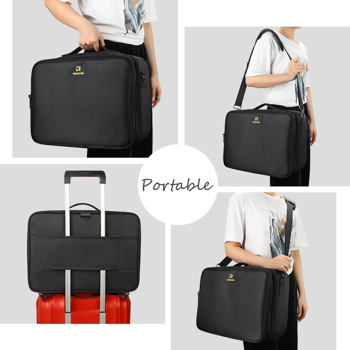 Kosmetikkoffer Gross, Makeup Tasche mit Verstellbaren Teilern und Riemen, Kosmetikkoffer Mädchen, Tr