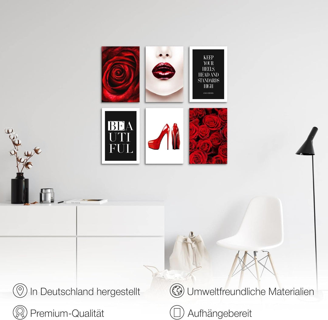 Novart Wandbilder Set - KOMPLETT AUFHÄNGFERTIG - Made in Germany - Moderne Bilder Fashion Wohnzimmer