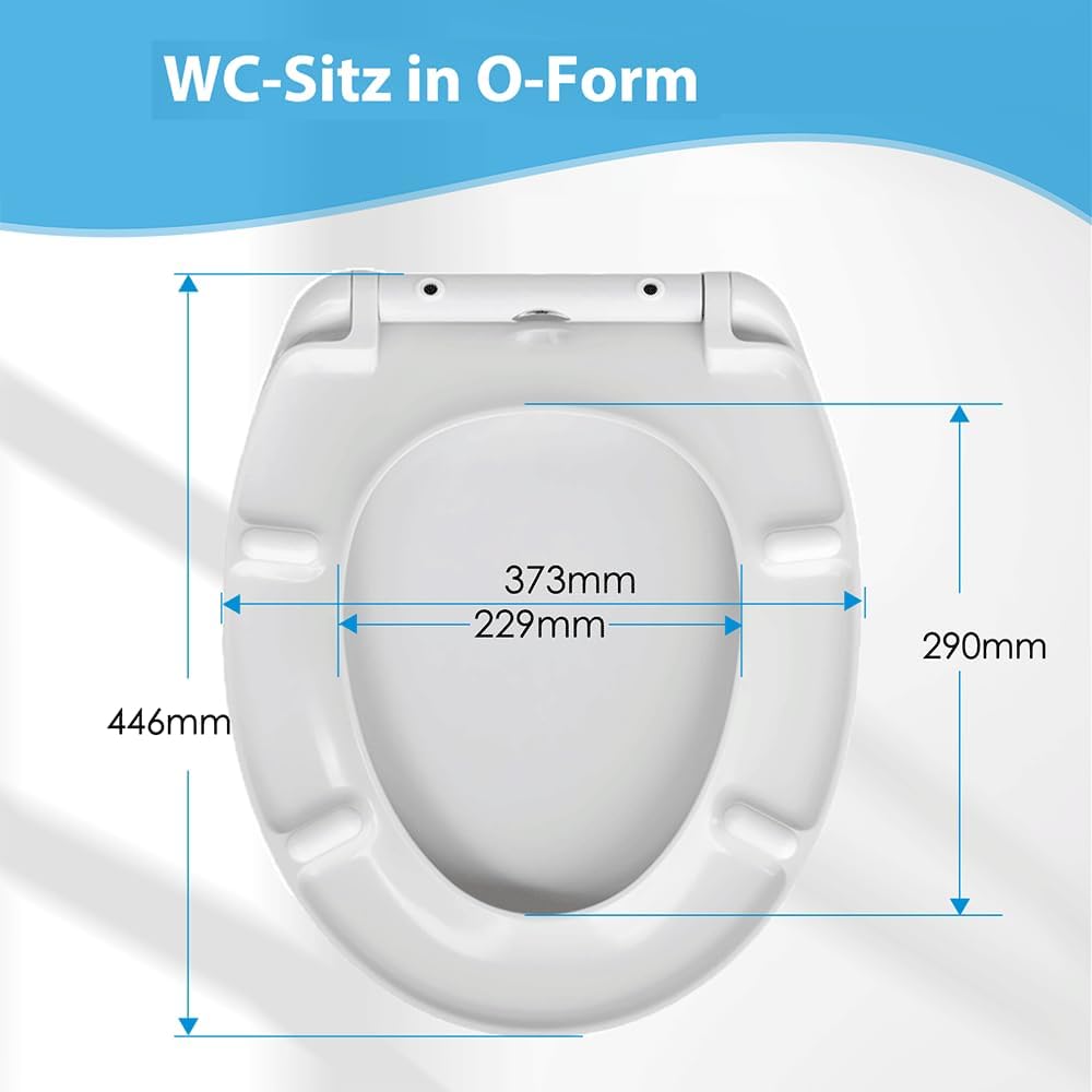 SINOBATH O-förmiger Premium-Duroplast Toilettensitz mit Edelstahl-Scharnieren & Sanftschliess-Funkti