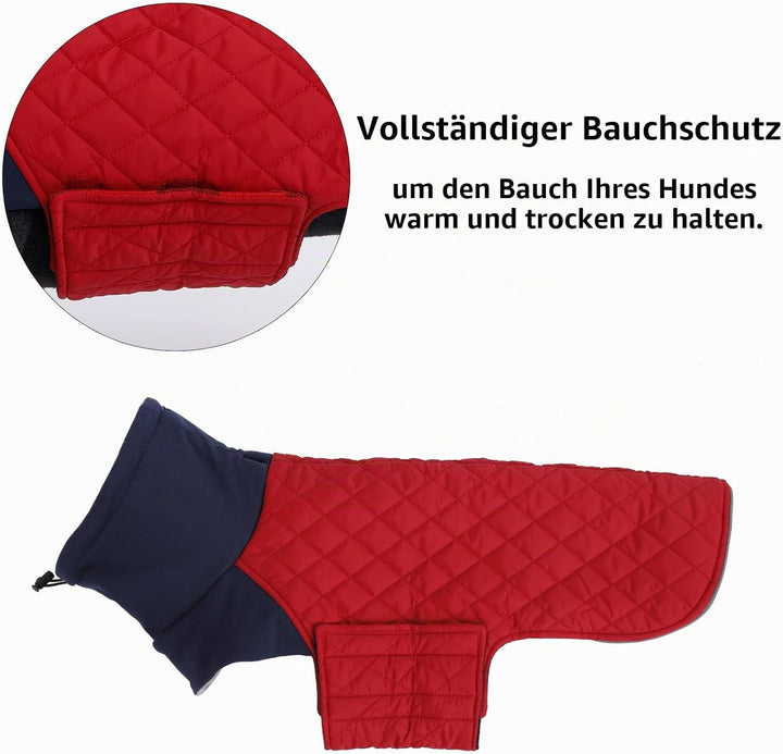 Geyecete Hundemantel Dackel, Dackel Wintermantel, Warmer Quilten Dackelmantel mit Geschirr Loch,Wind