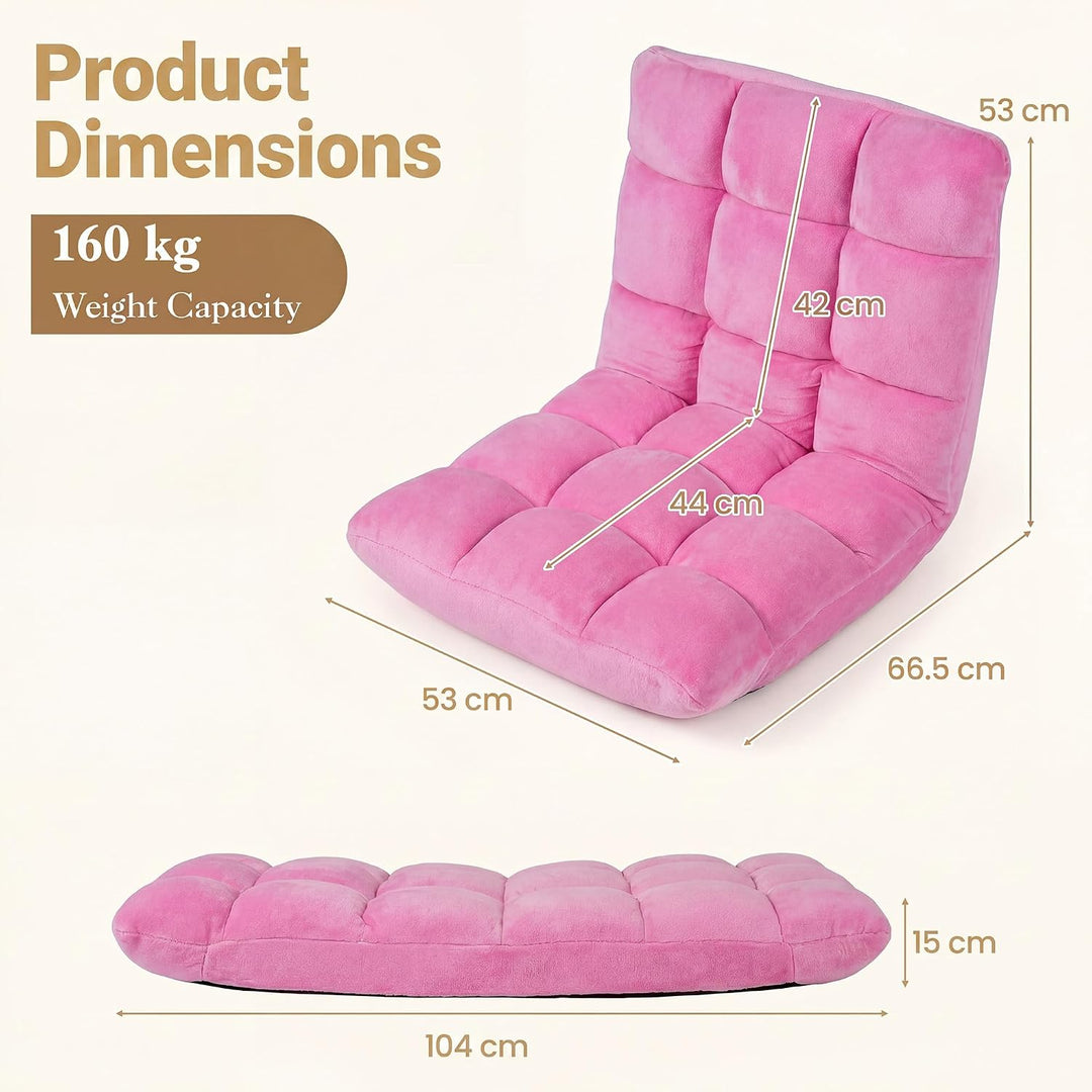 RELAX4LIFE Bodenstuhl klappbar, Bodensessel mit Liegefunktion (Rosa) | Bodensitz mit Verstellbarer R