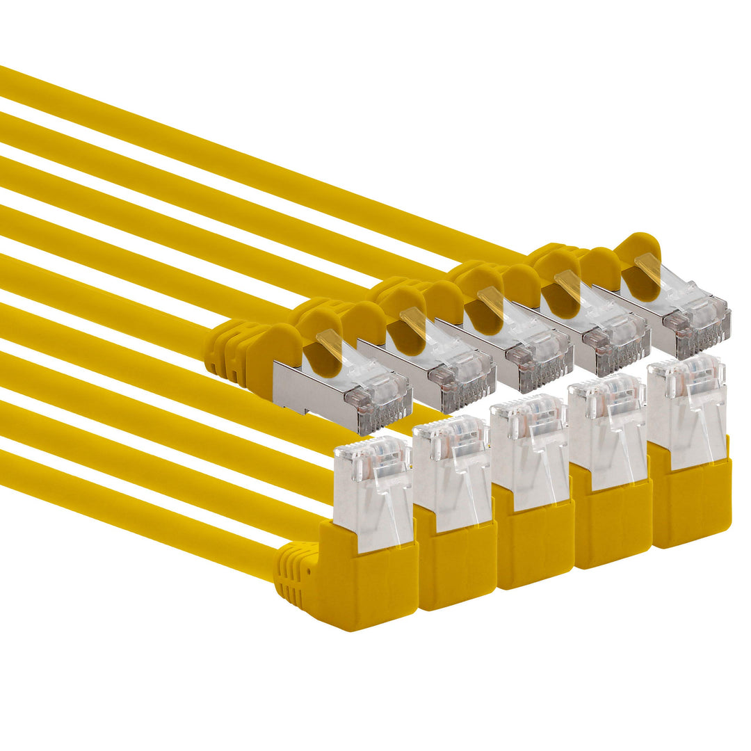 1aTTack.de 366270 Cat.6 Netzwerkkabel Winkel 90 Grad 10m - gelb - 5 Stück - Cat6 Patchkabel (SFTP PI