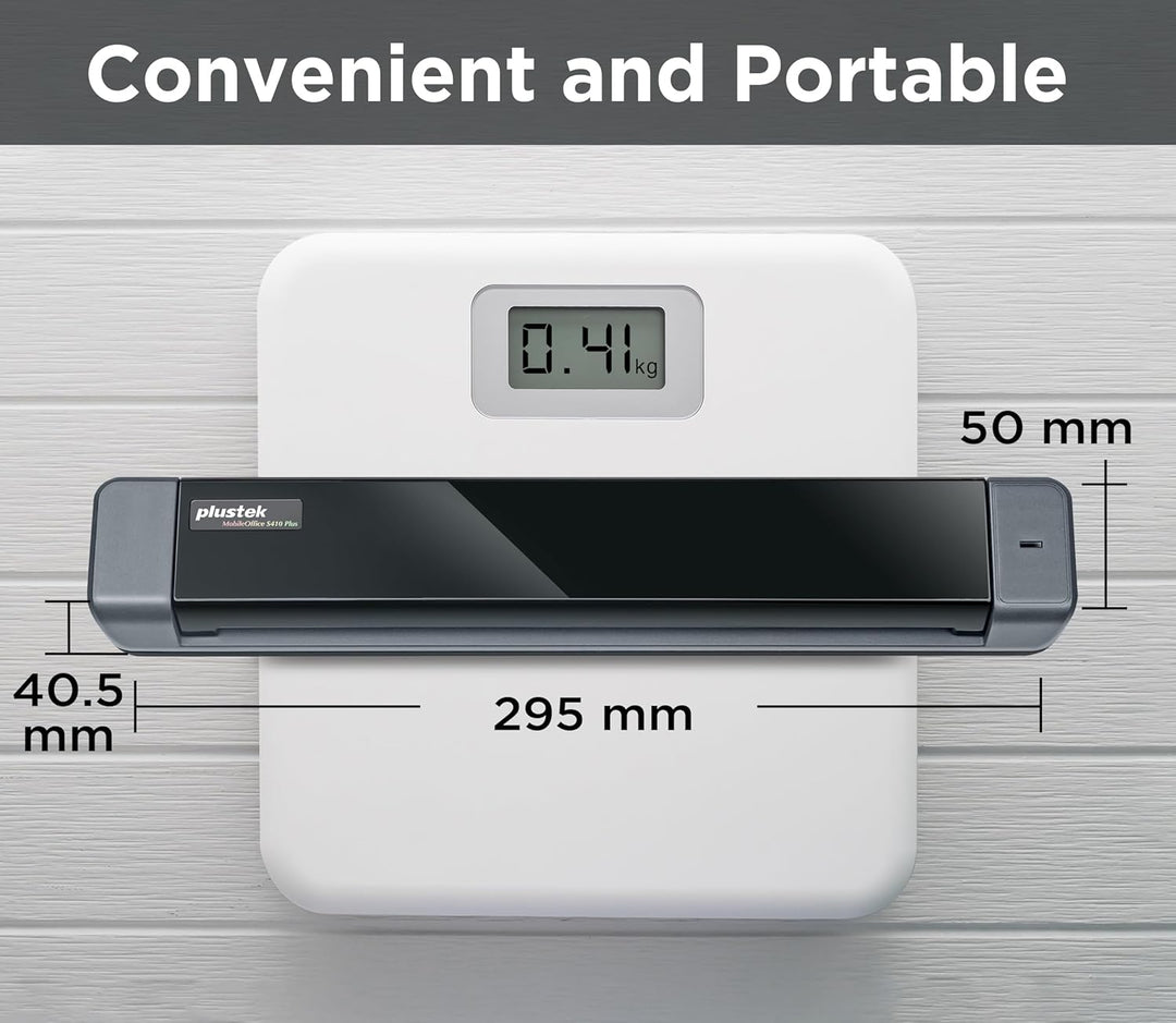 Plustek MobileOffice S410 Plus - mobiler Dokumentenscanner (600dpi, A4, USB) inkl. Plustek iDoc Soft