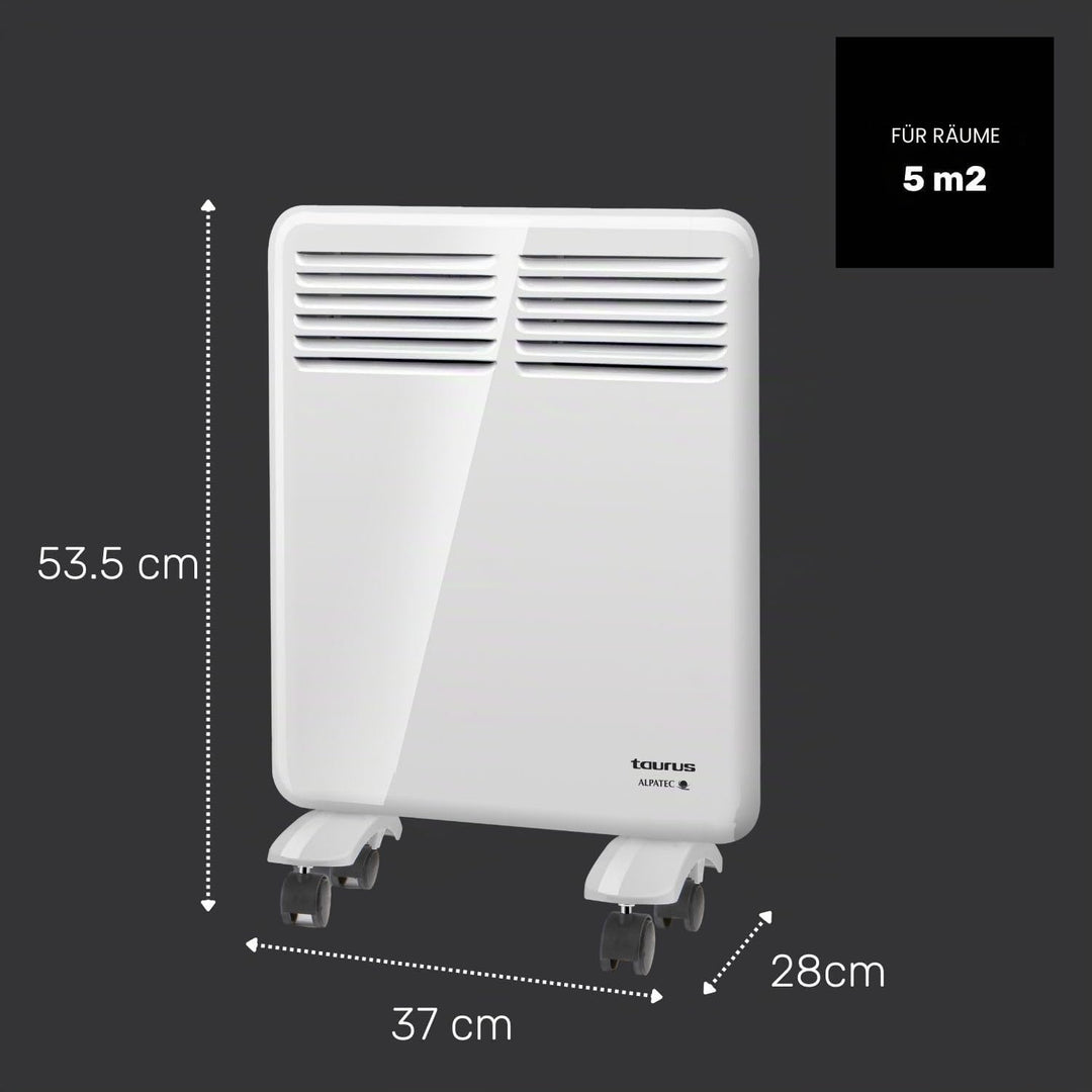 Taurus CHTA 500 – Elektrischer Konvektor 500 W, IP24 für den Einsatz im Badezimmer, Wandhalterung, D