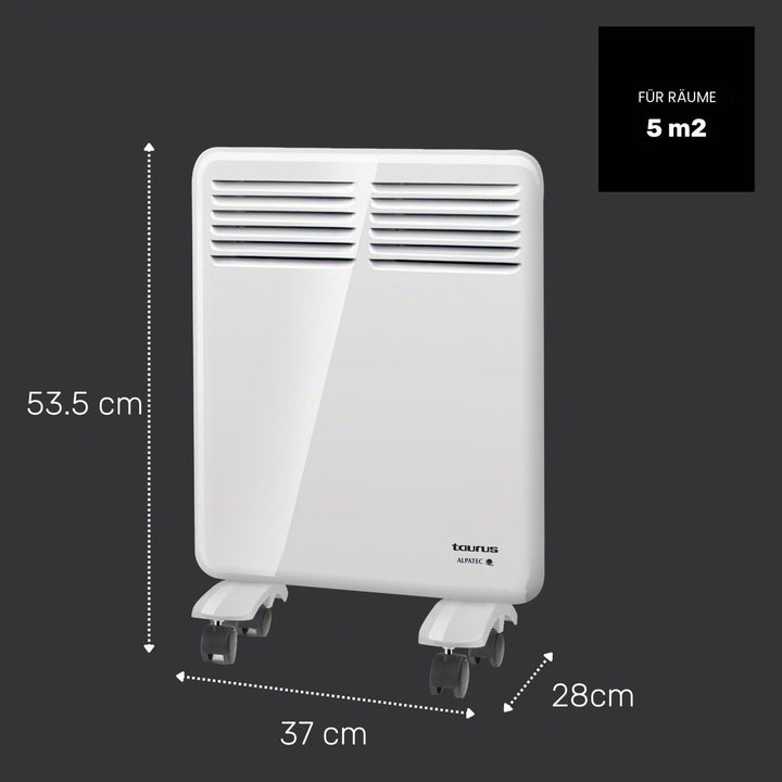 Taurus CHTA 500 – Elektrischer Konvektor 500 W, IP24 für den Einsatz im Badezimmer, Wandhalterung, D