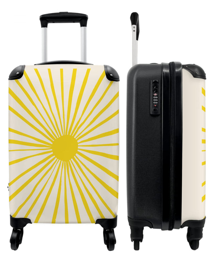 NoBoringSuitcases.com® Koffer Handgepäck Trolley Rollkoffer Kleine Reisekoffer mit 4 Rollen - Sonne