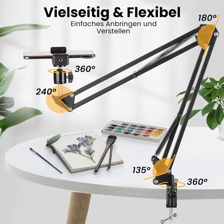 TARION Handy Gelenkarmhalterung mit Smartphone Klemme und 1/4 Zoll Schraube Langarm Handyhalter Gele
