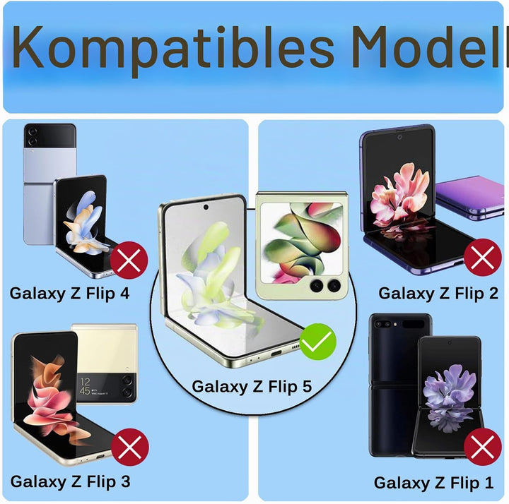 Miimall Lederhülle Kompatibel mit Samsung Galaxy Z Flip 5 Hülle mit Kameraschutz, Z Flip 5 Case mit