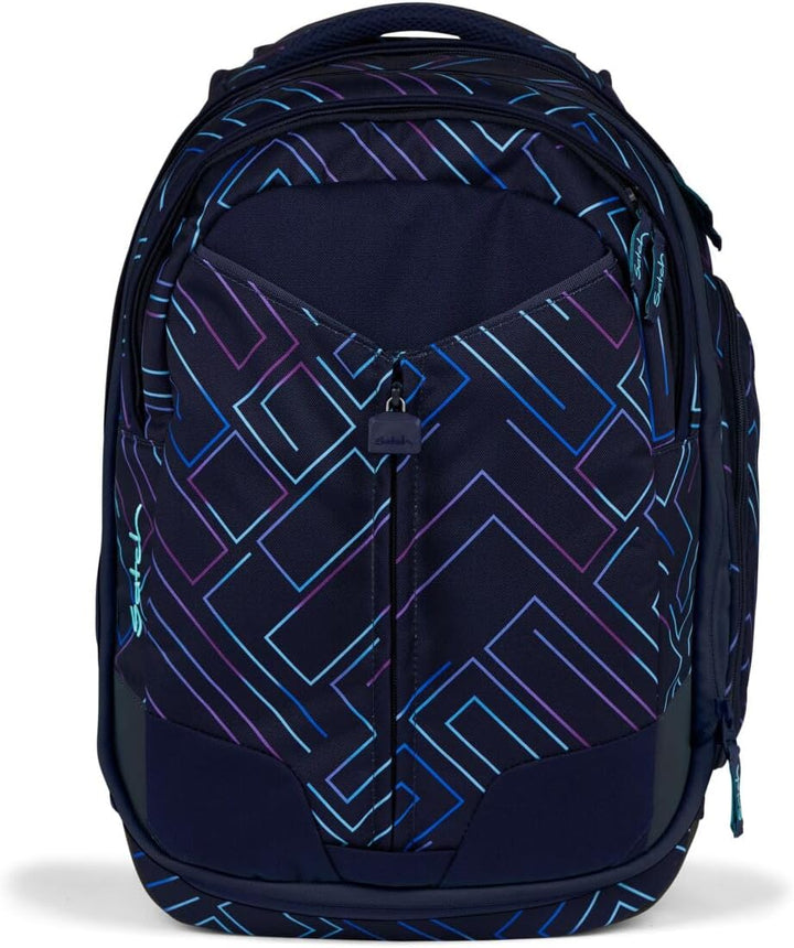 Satch Match Schulrucksack Set 3tlg. (Purple Laser) inkl. Schlamperbox und Sporttasche, Purple Laser
