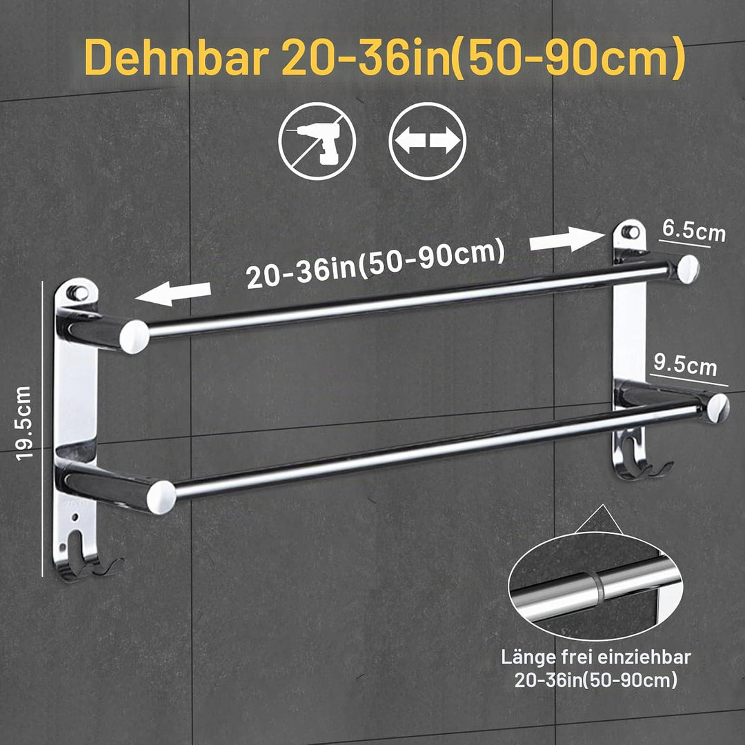 Handtuchhalter Ausziehbar, Handtuchstange Ohne Bohren, Ausziehbar 50-90CM Handtuchhalter Wand, Badet