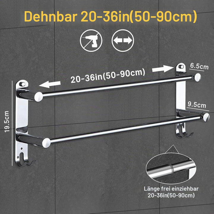 Handtuchhalter Ausziehbar, Handtuchstange Ohne Bohren, Ausziehbar 50-90CM Handtuchhalter Wand, Badet