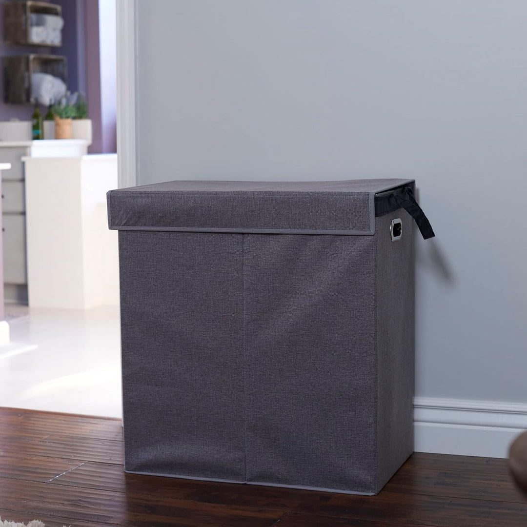 Household Essentials Hamper Wäscheservice Sorter mit Magnetverschluss, Double, Grau