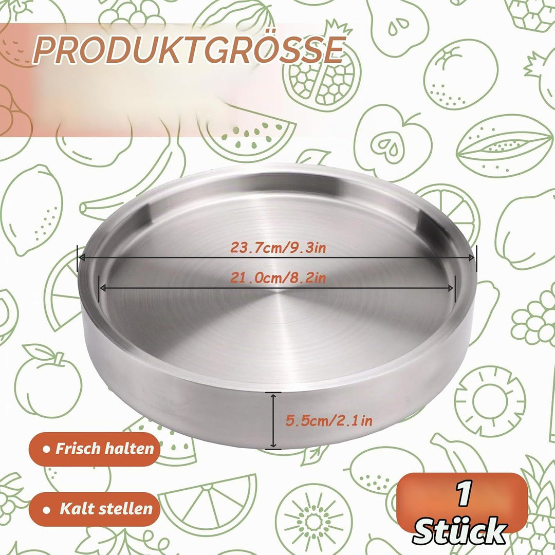 Serviertablett aus 304 Edelstahl, kaltgekühlt, für Vorspeisen, Garnelen, Cocktail-Servierschale mit